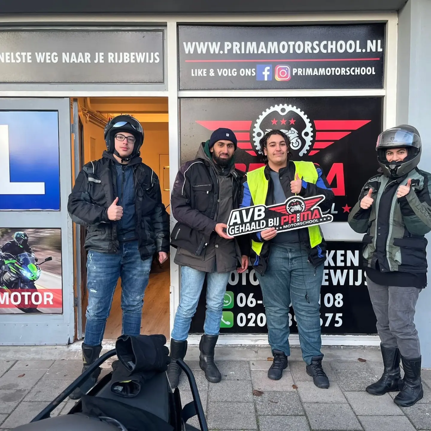 Group of international motorcycle students Amsterdam